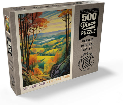 MyPuzzle Shenandoah National Park: Rolling Hills - Vintage Poster Premium 500 Piece Jigsaw Puzzle for Adults