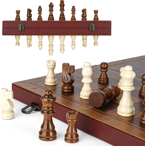 Strong Magnetic Chess Set for Adults & Kids, 15.4" Leather Chess Board