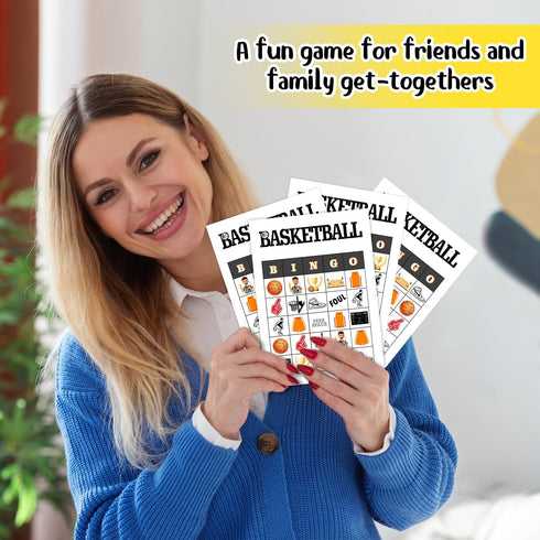 Basketball Bingo Cards - 24 Player Basketball Party Game for Family Adults, Large Group Celebration Activity