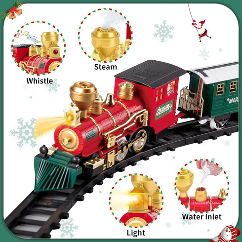 Set, Set 3 4 5 6 7 8+ Train Train Toys for Kids Boys with Smokes, Lights and Sound, Train for Under Christmas Tree