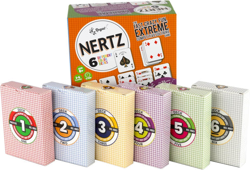 6 Pack 6 Regal Games Nertz Card Game for Kids & Adults - Decks of Cards - Color Wide-Size Decks & Fun Playing Cards