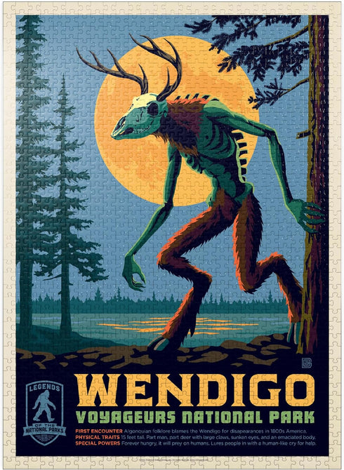 MyPuzzle Legends of The National Parks - Voyageurs' The Wendigo Vintage Poster - 1000 Piece Puzzle