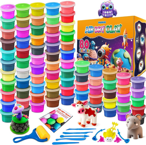 ESSENSON Air Dry Clay - 80 Colors Modeling Magic Clay, Best Gift