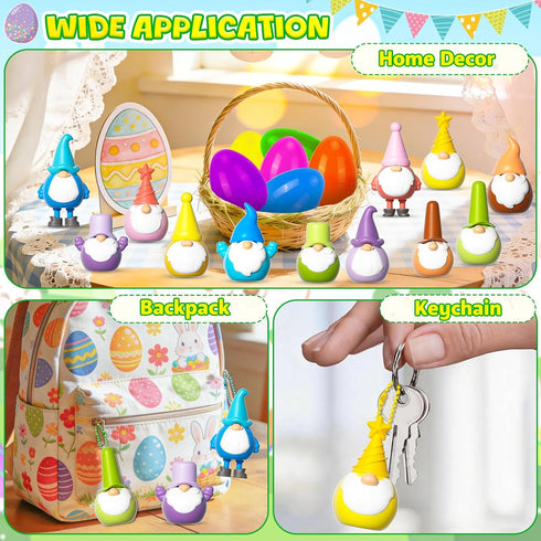 12PCS LUBUYILD Easter Eggs with Gnome Keychain Toys for Kids Girls Boys Easter Basket Stuffers, Egg Hunt Prizes