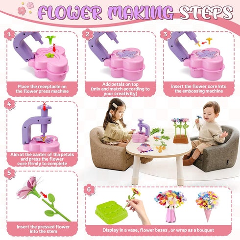 JUMP PASS BY 3 4 5 6 7 8 9+, Fabric Flower Bouquets Toys Mess-Free Flower Crafts for Kids & DIY Arts and Kid Crafts