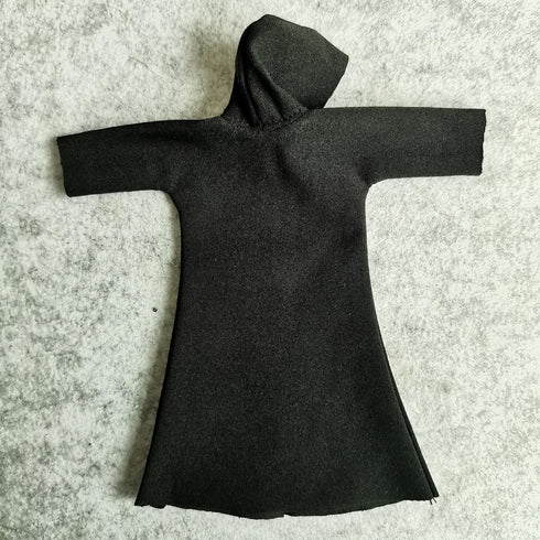 1:12 Scale Fabric Cape Robe Coat with Hat for 6" Bandai SHF Figma Body Doll Action Figure (Black)