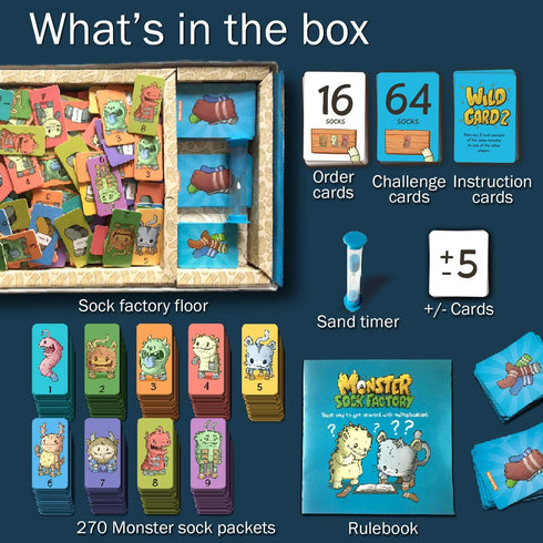 6-10 1 Monster Sock Factory Multiplication and Division Game - Fun Math Board Game for Year Olds, Easy to Play STEM Toy