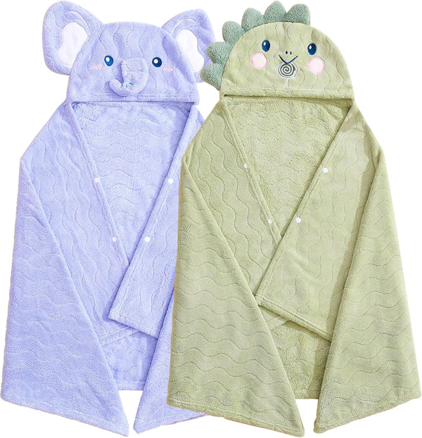 Toddler Towels Hooded Kids Bath Towel Unisex Toallas para Bebe 2-Pack 27.5"X55"