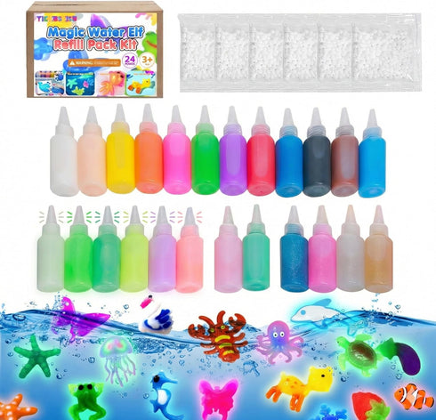Bonding(12Solid+6Glow+4Sparkling+2Pearlescent) Magic Water Elf Refill Kit for Kids,DIY Glow Magic Elves Refills,Safe