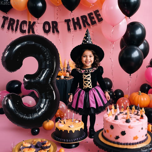 KatchOn Black Number 3 Balloon - Giant 40 Inch for 3rd Birthday Decorations for Boys