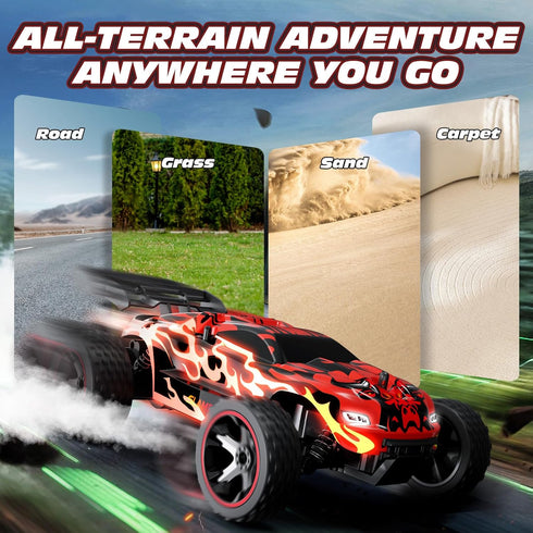 1:18 2WD 2.4GHz 50 8-12 Tecnock RC Cars for Kids, Scale RC Car with USB-C Easy Charging, Remote Control Car with LED