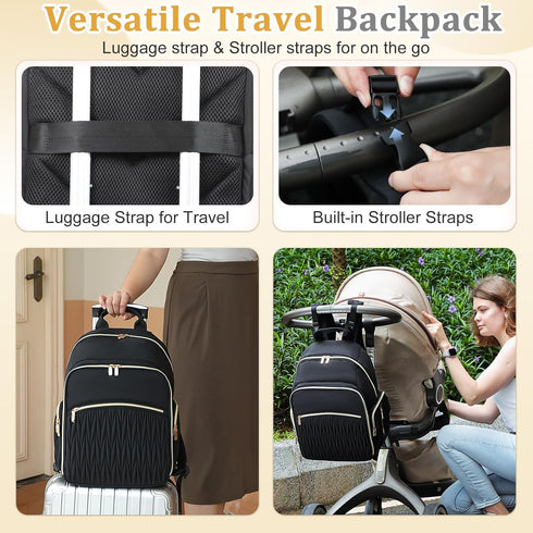 Backpack Backpack 16 Mommy miss fong Diaper Bag - Baby Diaper Bag with Diaper Changing Pad Quilted Travel Diaper