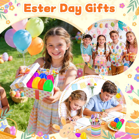 SZCECHRE 24 Pack Easter Eggs Bulk with Multicolor Pen in One - Easter Egg Fillers & Easter Party Favors for Kids