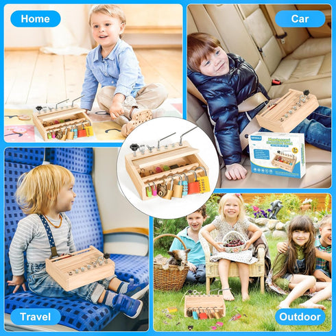 Montessori Toys for 3-5 Year Olds, Screwdriver Board Set with Locks and Keys, Educational Fine Motor Skills Toy