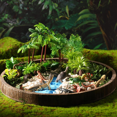 Sratte 26 Pcs Amphibious Animals Figurines - Diorama Project Kit with Plastic Reptile Playset for Kids