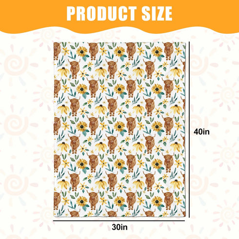 30 40 Inch Nialnant Highland Cow Blanket for Unisex Boys Girls, Baby Blankets Neutral, Super Soft Plush Personalized