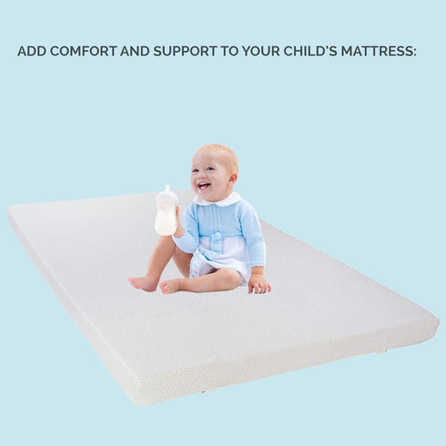 2-Inch 52x27x2 Gel-Infused Memory Foam Mattress Topper for Cribs and Toddler beds, with Added Ventilated Removable