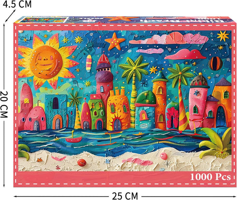 1000 Sunny Beach Puzzles for Adults Piece, Jigsaw Puzzles for Adults, Adult Challenging Game Toys, Impossible Puzzle