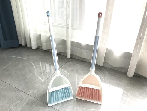 Kids Broom and Dustpan Set, Mini Dustpan and Broom for Children Housekeeping Pretend Play Cleaning Tools (Pink)