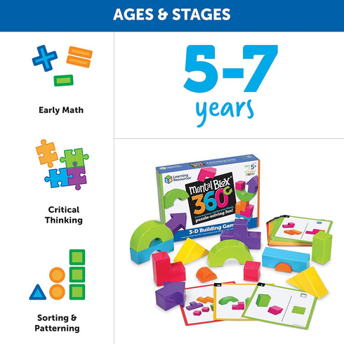 Learning Resources Mental Blox 360 Degree 3-D Building Game - 55 Pieces, Educational Board Games for Ages 5+