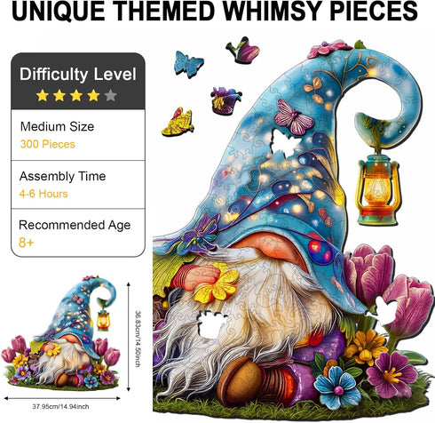 300 15*14.5in Wooden Puzzle for Adults, Dreamy Gnome Wooden Jigsaw Puzzle Piece, Unique Shape Wooden Puzzles Adults