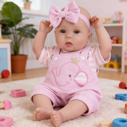 18Inch 3+ Milidool Lifelike Reborn Baby Dolls Realistic Baby Girl Dolls Newborn Baby Girl with Pink Doll Clothes