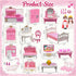 VEMBAP 52 Pcs Dollhouse Furniture, Doll House Accessories and Furniture, Kitchen, Bedroom, Living Room, Bathroom