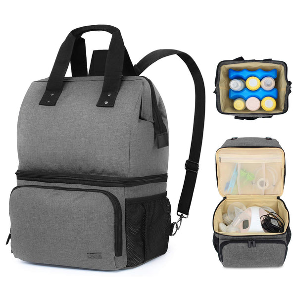 LUXJA Breast Pump Bag with 2 Compartments for Breast Pump and Cooler