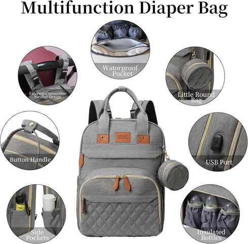 Macleria Backpack, Baby Diaper Bag Large Baby Diaper Bags for Boys Girls, Baby Bag with USB Charging Port