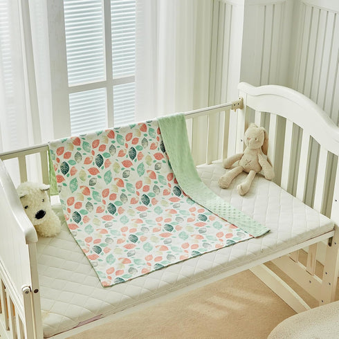 Carseat-30x40 Inches DuShow Leaf Baby Blanket for Girls - Ultra Soft Double Layer Minky Blanket with Dotted Backing