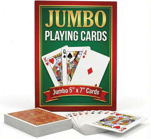 Bedwina Giant Jumbo Playing Cards, Large Print Playing Cards for Seniors, Kids,