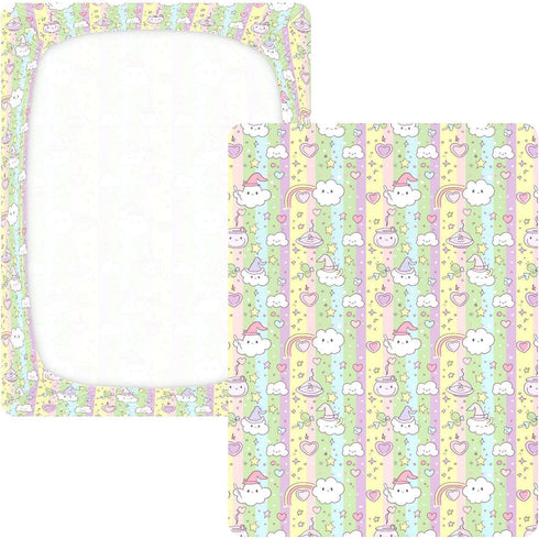 miaozhen 1 Pack 52x28 Cotton Baby Crib Sheets Soft Breathable Witch Potion Cartoon Newborns Crib Sheet for Nursery para