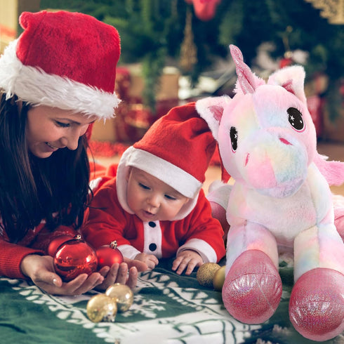 Tezituor 32in Giant Unicorn Plush Toy - Cute Rainbow Pink Unicorn Stuffed Animal - Birthday Decorations