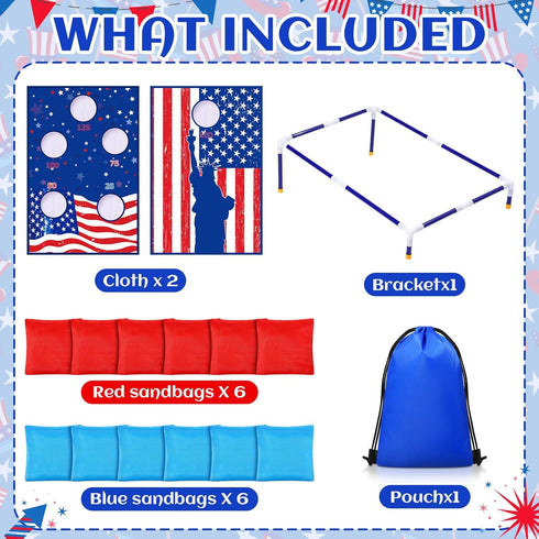 2 in 1 Bean Bag Toss with 12 Bean Bags for Boys Girls, Outdoor Games Cornhole Game Set for Activities