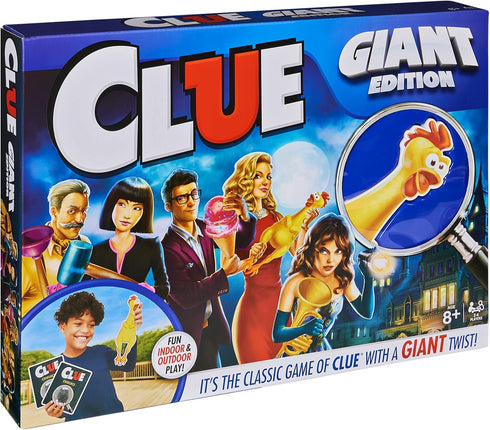 Giant Clue Classic Mystery Party Retro Board Game with Large Rooms, Giant Cards, and Foam Tools for Kids and Families