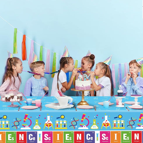 chiazllta Set of 3 Science Tablecloth Party Supplies, Mad Scientist Theme Laboratory Decorations for Kids