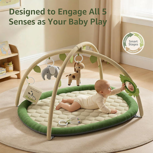 5 Tummy Baby Play Gym & Activity Mat, Baby Play Mat with Detachable Toys, Promotes Motor Skills & Sensory Development