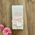 Set 2 Cotton & Lace Baby Girl Burp Cloth of ( Heirloom Collection ) Pink Bows + Option to Personalize with Name