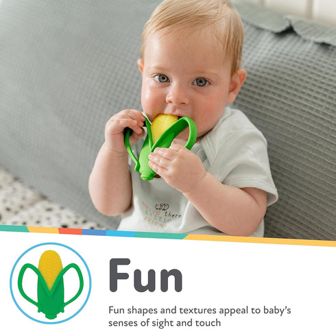 3+ Nuby Veggie Teether for Teething Relief - Soft Baby Teething Toy - Months - Corn