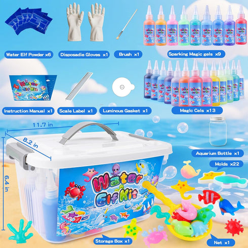 Albxiu 4-8-12, 22 22 3+ Aibxiu Magic Water Elf Toy Kit, Crafts for Kids Ages Aqua Fairy Water Gel with Gels, Sea