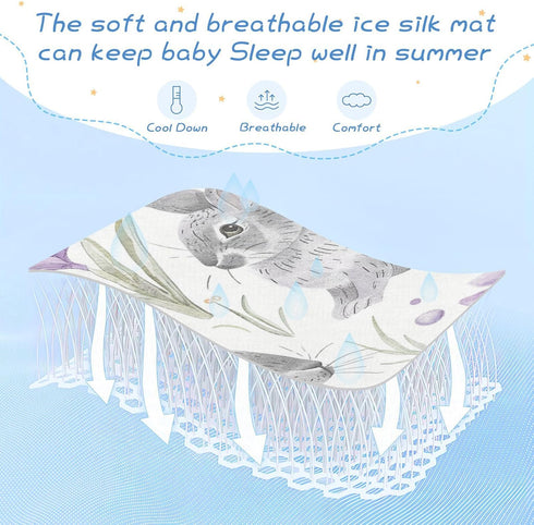 SyXIOP 28" 52" Puple Lily Calla Cute Bunnies Cooling Baby Waterproof Crib Mattress Cover x Washable Crib Padding