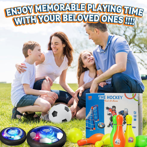 4-in-1 Hover Soccer Ball Set - Rechargeable Air Floating Soccer Toy with LED Lights, Indoor & Outdoor Sports Toys for