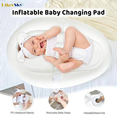 Portable Inflatable Baby Changing Pad, Waterproof & Wipeable Skin-Friendly, Include Storage Bag Easy