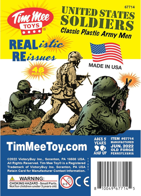 TimMee Plastic Army Men - OD Green vs Tan, 48pc Toy Soldier Figures, Made in USA