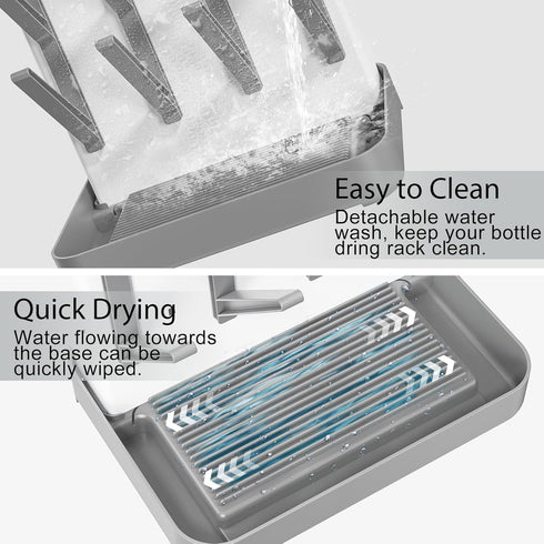 Countertop Baby Bottle Drying Rack, Vertical Bottle Rack Dryer Space Saving Bottle Drying Rack Organizer with Brush