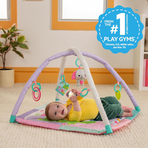 5 0-36 Bright Starts Wild Wiggles Sweet Safari Foldaway Baby Play Gym & Mat, Foldable with Removable Toys