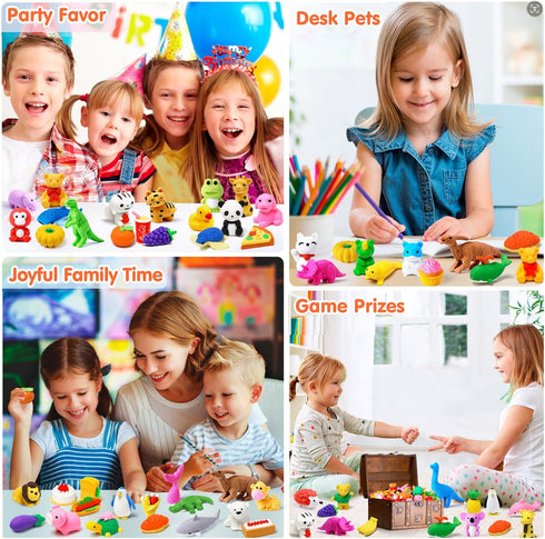 120 Pack Animal Pencil Erasers for Kids - Mini Puzzle Erasers, Treasure Box Toys, Game Prize Party Favors