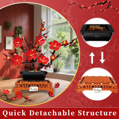 Sets 692PCS kiothdre Plum Blossom Building for Adults Women- Flowers Bouquet Botanical Collection Blocks Kit