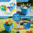 Aimlovs Set 4 Set 3-10(Blue&Green) Collapsible Beach Toys for Kids,Sand Bucket Shovel, Rake, Mesh Bag Molds & Castle