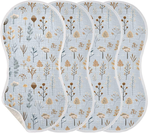 decor gift 4 Pack 22x11in Cotton Burp Cloth Easy Care Cute Cartoon Forestland Herbs Baby spit up Rags for Unisex boy